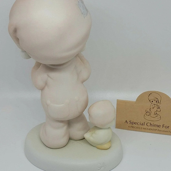 PRECIOUS MOMENTS FIGURINES "A Special Chime for Jesus" Child Holding Bell Duck - Picture 7 of 12